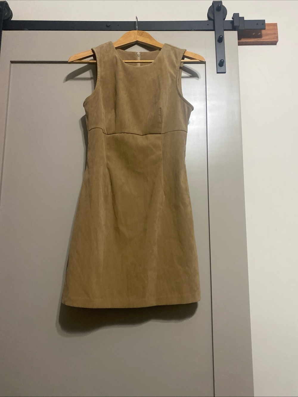 Vintage 90’s Alfred Dunner Tan Sleeveless Faux-Suede Mini Dress